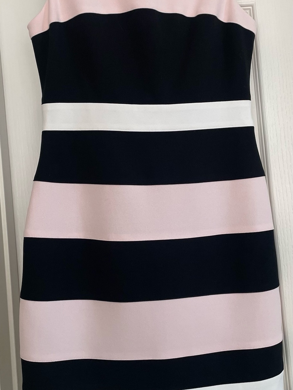 Tommy Hilfiger Black, Light Pink & White Striped Sheath Dress